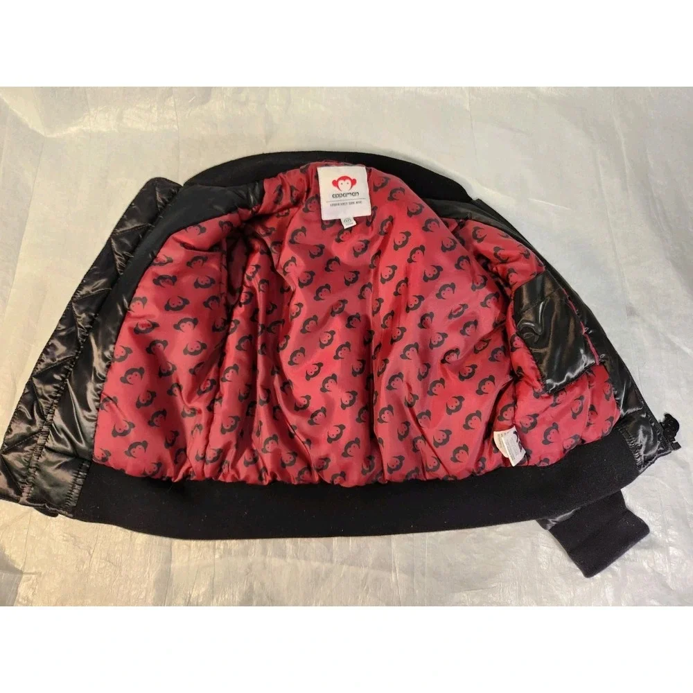 Rare Appaman Black Boys Bomber Jacket 3T Full Zip Coat Satin 3